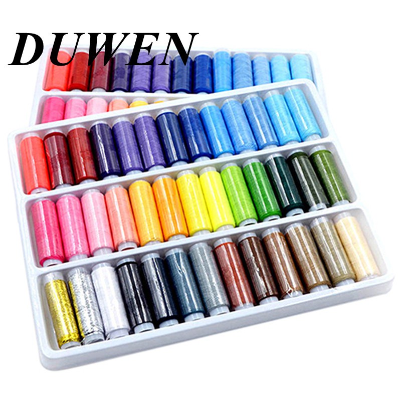 DUWEN 39 ชิ้นสีผสมเส้นด้ายโพลีเอสเตอร์ 100% ด้ายเย็บผ้าเครื่องม้วนมือเย็บปักถักร้อย 200 หลาแต่ละ Spool สำหรับชุดเย็บผ้าที่บ้าน ราคา ถูกที่สุด ดีลบีเคเค