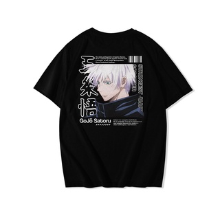 เสื้อยืดแขนสั้นลําลอง ทรงหลวม พิมพ์ลายอนิเมะ Gojou Satoru Jujutsu Kaisen Streetwear Gojo สําหรับผู้ชาย และผู้หญิง สไตล์แ