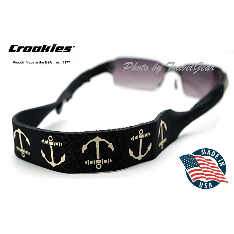 สายคล้องแว่นตา Croakies Print Anchor Black