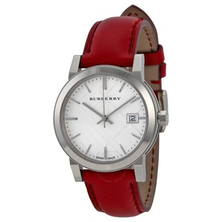 Burberry Womens Watch Red Leather Strap BU9129(Black)