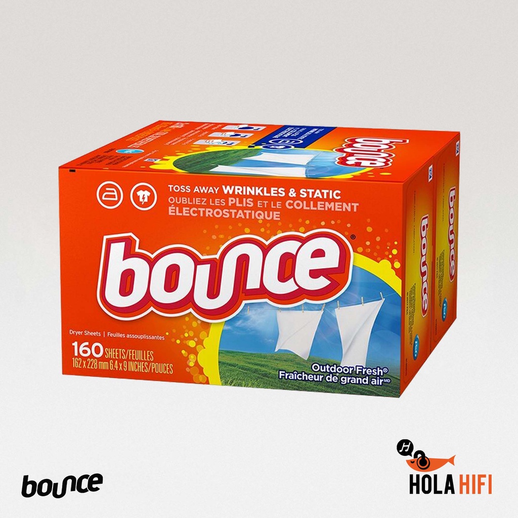 Bounce แผ่นหอมปรับผ้านุ่ม ใช้กับเครื่องอบผ้า กลิ่น Outdoor Fresh ขนาด 160 แผ่น [สินค้าพร้อมจัดส่ง]