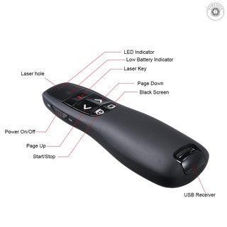 g &amp; m 2 . 4 g อุปกรณ์ชี้แสงเลเซอร์แบบไร้สายสําหรับใช้ในการนําเสนองาน ppt powerpoint clicker พร้อม usb r