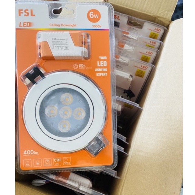 FSL โคมไฟดาวน์ไลท์ ปรับหน้าโคมได้ เอฟเอสแอล Downlight LED 6W ขนาด 3.5นิ้ว แสงวอร์ม 3500k