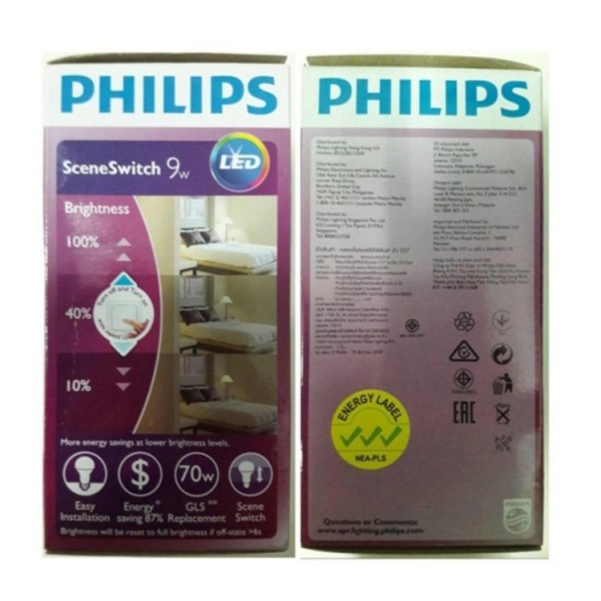 Philips หลอด LED Bulb Scene Switch Dim Tone 9W หลอดไฟหรี่แสงได้ 3 ระดับ สี daylight