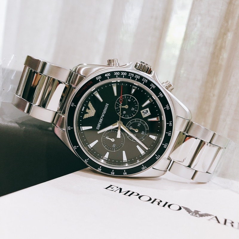 EMPORIO ARMANI Sigma Black Dial Chronograph Men's Watch