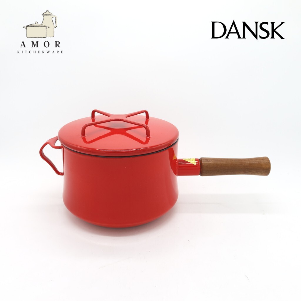 Dansk Kobenstyle - 3 Qt. Saucepan หม้อเคลือบอินาเมลขนาดใหญ่ ด้ามไม้สัก