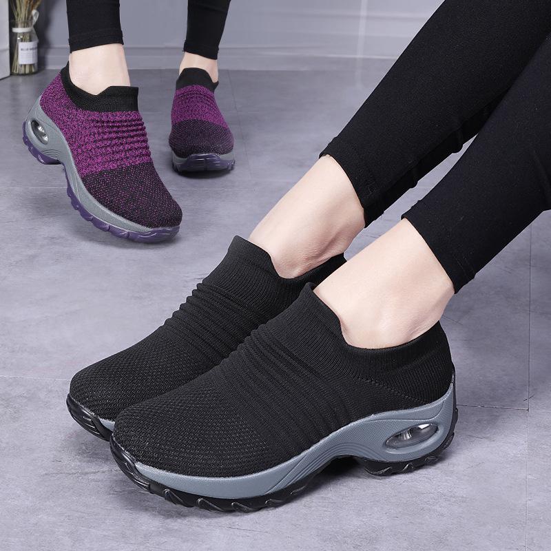 Tiptop Fashion Women Casual Sneakers Ladys Shake Fitness Sport Shoes Mesh Fabric Slip-on Shoes