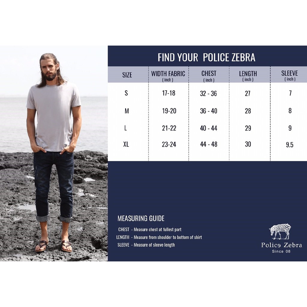 Police Zebra เสื้อยืดคอกลมแขนยาว Premium Cotton100%ใส่ได้ทั้งผู้ชาย/ผู้หญิง สีขาว ดำ กรม (T181) — صورة 5