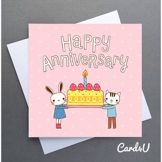 (พร้อมส่ง มี 2 แบบให้เลือก) การ์ดอวยพรวันครบรอบแต่งงาน  ( Anniversary) + ซอง