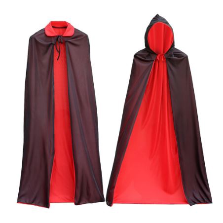 MERAH เสื้อคลุมสีแดงสีดํา death rena satan iblis แวมไพร์ dracula เสื้อคลุมฮาโลวีน