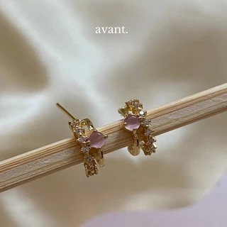 Avantgarde.bkk 🌝🌚 Restock! Moonstone stud ต่างหูครึ่งวง 8-9 mm ก้านเงิน s925 น่ารักม้ากกก