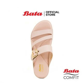 Bata รองเทาเเตะลำลอง SLIP ON แบบสวม ใส่ง่ายน้ำหนักเบา ดีไซน์เก๋ สูง 1.5 นิ้ว สีเบจ รหัส 6618838