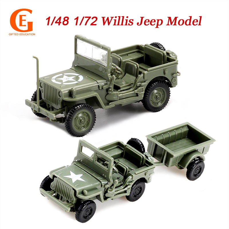 Willis Jeep รุ ่ น 4D ประกอบยานพาหนะรุ ่ นโต ๊ ะทรายพลาสติกจําลองรถของเล ่ นคอลเลกชันของขวัญ