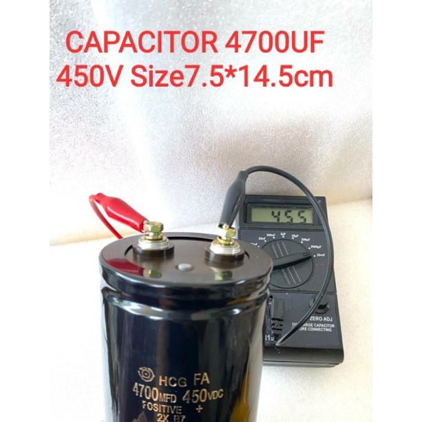 CAPACITOR 4700UF 450V ขนาด7.5×14.5CM  Hitachi Capacitor  ใหม่ แท้ 4700UF450V  บวก-ลบ20% วัดค่าได้ตาม