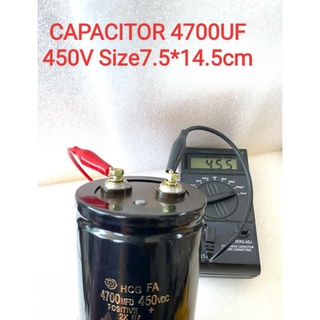 CAPACITOR 4700UF 450V ขนาด7.5×14.5CM  Hitachi Capacitor  ใหม่ แท้ 4700UF450V  บวก-ลบ20% วัดค่าได้ตามเกณฑ์