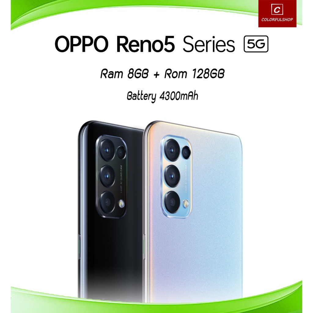 OPPO Reno 5 - 5G (Ram 8 + 128 GB) โทรศัพท์มือถือ 4 กล้องหลังชัดสุด ประกันศูนย์ไทย 1 ปี