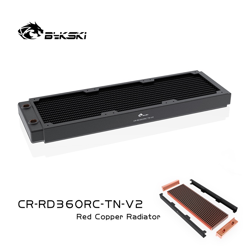 Bykski CR-RD360RC-TN-V2 30 มม.ทองแดงหนา 360 มม.เดี่ยวแถวหม้อน้ําคอมพิวเตอร์น้ํา Cooling Liquid แลกเปลี่ยนความร้อนใช้สําหรับพัดลม 12 ซม.