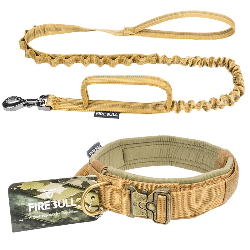 Tactical Dog Collar and Leash Set Adjustable Durable Big Dog Collars