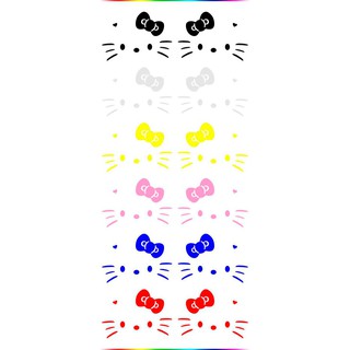 Kitty Hello คิตตี้ แมว โบว์ หนวด ตา จมูก หัวใจ ไม่มีกรอบหน้า 2.65x4นิ้ว ติด กระจกข้าง ได้ 2 ชิ้น สีเดียวกันหันคนละด้าน
