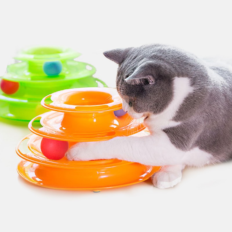 Diono ของเล่นแมว รางบอลทาวเวอร์ 3 ชั้น สีส้ม Plastic Three Levels Tower Tracks Cat Toy คอนโดแมว คอนโดแมว อาหารแมว ชุดแมว