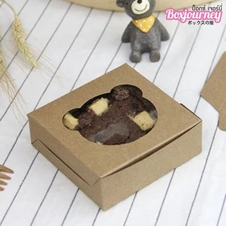 Boxjourney กล่องบราวนี่ 1 ชิ้น มีหน้าต่าง สีคราฟท์ (20 ใบ/แพค) กล่องใส่ขนม กล่องขนมบราวนี่