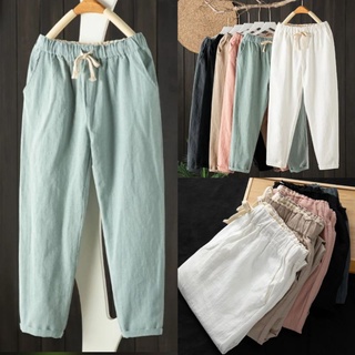 CELANA WANITA Linen Pants CELANA KEKINIAN BAGGY PANTS WANITA TERLARIS - Celana Kulot Pinggang Karet