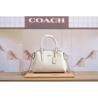 #coachoutlet   #coach 28977  กระเป๋าถือ COACH 28977 CROSSGRAIN LEATHER MINI SAGE CERISE ขาว/ดำ/แดง กระเป๋าถือ Coach แท้