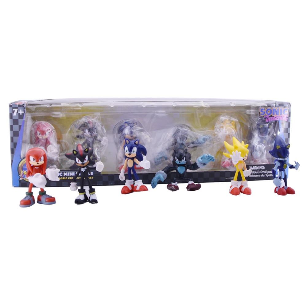6 ชิ้น Sonic the Hedgehog Super โลหะ Sonic Shadow Knuckles Werehog ของเล่นเด็กรูป