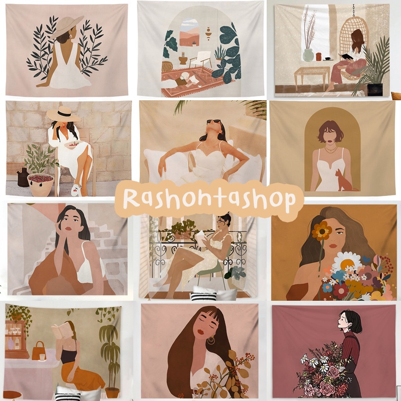 พร้อมส่งจากไทย OT017 : ผ้าติดผนัง สไตล์มินิมอล แขวนผนัง ตกแต่งห้อง