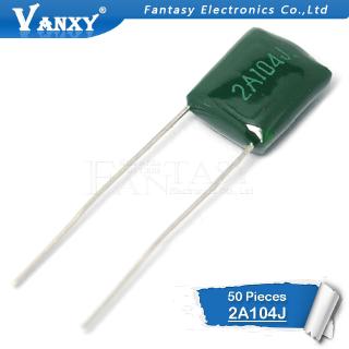 50 ชิ้น 2 a 104 j 2a 104 100 v 0 . 1 uf 100 nf 2a104 ฟิล์มโพลีเอสเตอร์ตัวเก็บประจุ