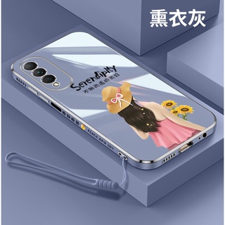 เคสโทรศัพท์มือถือ ขอบตรง กันลื่น กันเปื้อน พร้อมสายคล้อง สําหรับ huawei y6p nova 8 nova 8 se play 5 nova 8i nova 8 pro nova 9 se