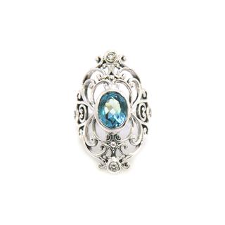 แหวน เงินแท้ 925 ฝังพลอย blue topaz รุ่น GRGR-0891