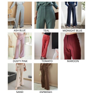 TIYA NOB PANTS (8สี) กางเกงขายาว เอวสูง มีดีเทลตีเกร็ดด้านหน้า กางเกงใส่ทำงาน