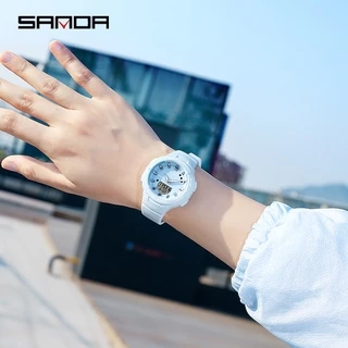 SANDA นาฬิกาข้อมือดิจิทัล กันน้ำ หรูหรา อเนกประสงค์ สำหรับผู้หญิง