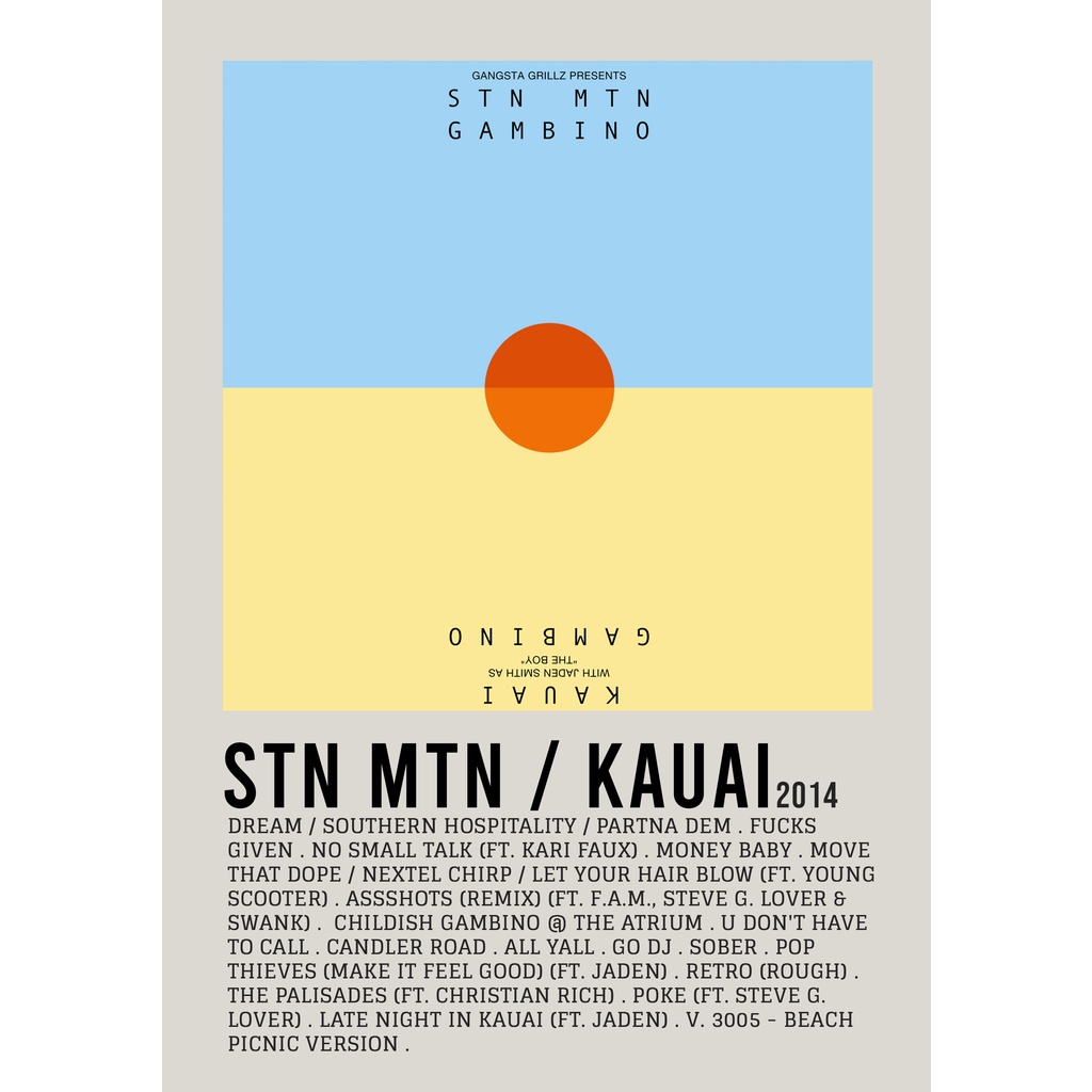 ปกโปสเตอร์ อัลบั้ม STN MTN / Kauai by Childish Gambino สําหรับห้อง/บาร์เบอร์ยิม