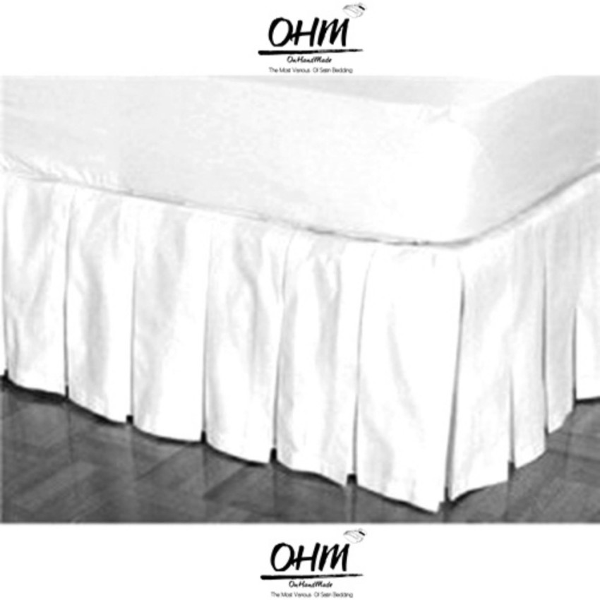 OHM Bed Skirt-กระโปรงเตียงแบบทวิสรอบ ผ้าเครปซาติน 220 เส้น ขนาด 6 ฟุต (สีขาว)