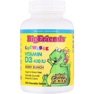 Natural Factors, Big Friends, Chewable Vitamin D3, Berry Bunch, 400 IU, 250 Chewable Tablets