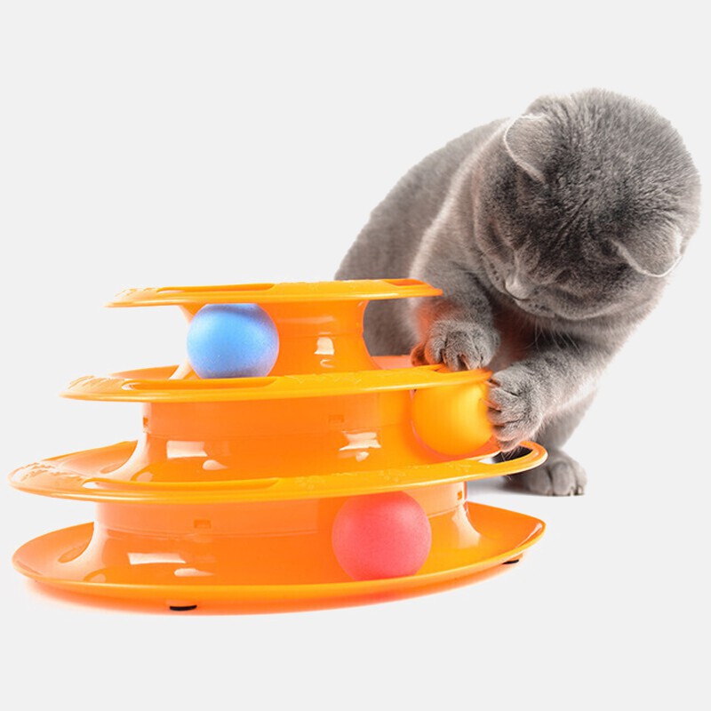 Diono ของเล่นแมว รางบอลทาวเวอร์ 3 ชั้น สีส้ม Plastic Three Levels Tower Tracks Cat Toy คอนโดแมว คอนโดแมว อาหารแมว ชุดแมว