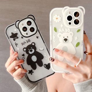 เคสดอกไม้หมีน่ารัก For Iphone 11 เคสมือถือ Iphone 12 11 13 Pro Max 7 8 Plus X Xs 12promax 13promax TPUอ่อนเคสโทรศัพท์