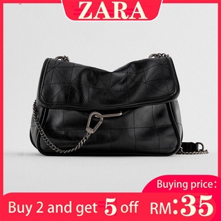 ✒❃Zara ใหม่ กระเป๋าสะพายไหล่ กระเป๋าถือ กระเป๋าสตางค์ แบบนิ่ม สีดํา เข้ากับทุกการแต่งกาย สําหรับสตรี