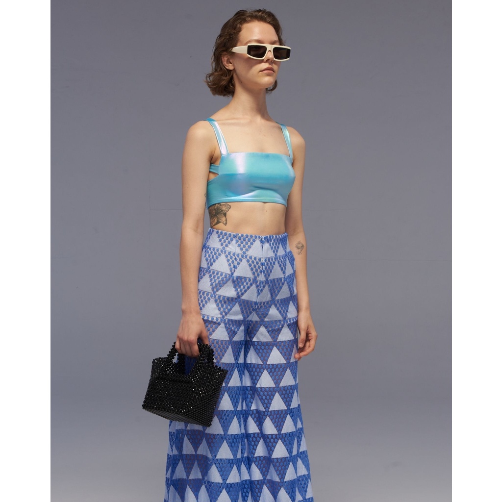 The SRT X7 Holographic Crop Top Bra (TBL105) เสื้อครอปสายเดี่ยวทรงบรา ผ้ายืด สีโฮโลแกรม — صورة 4