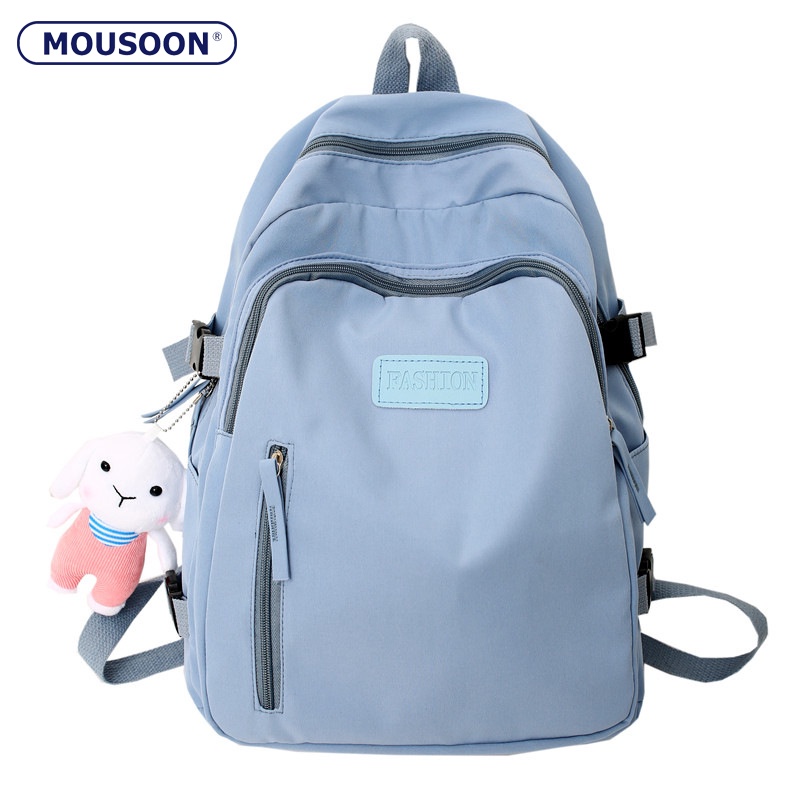 Mousoon กระเป๋าเป้สะพายหลังน่ารักและสวยงามผ้าใบสําหรับผู้หญิง (จี้ไม่มี)