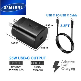 หัวชาร์จ+สายชาร์จ ของแท้ Samsung Type-C  25W หัวชาร์จ+สายชาร์จ Super Fast Charger Note10/Note20/S20 25W NOTE10, NOTE10