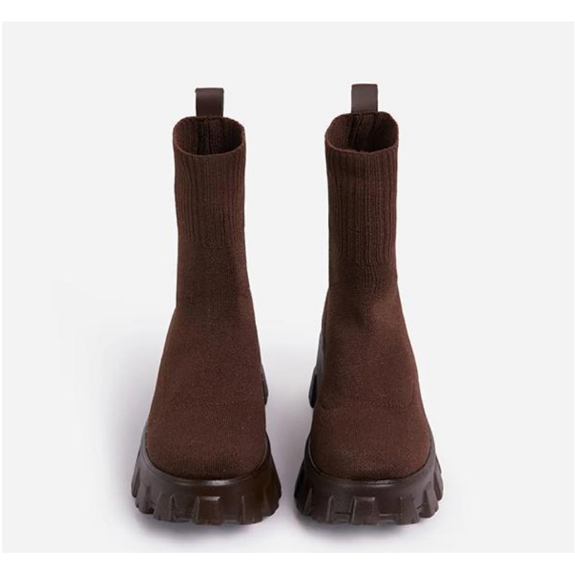 35-43 2021 ใหม่รองเท้าบู้ทส์ถุงเท้าถักสําหรับสตรีสีแดงขนาดใหญ่