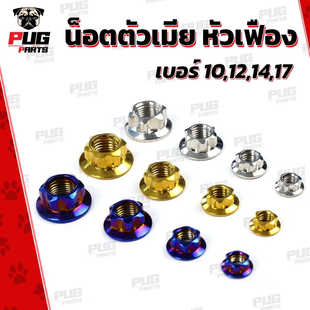 น็อตตัวเมีย เบอร์ 10/12/14/17 *ราคาต่อตัว* น็อตตัวเมีย เฟือง (เลส ทอง ไทเท) น็อตตัวเมียสแตนเลส น็อตตัวเมียเฟือง