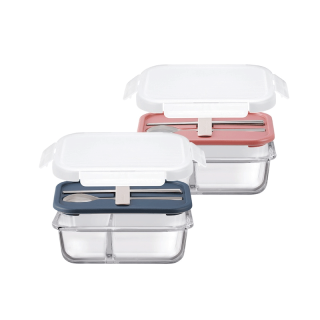 LocknLock กล่องแก้วพร้อมช้อนและตะเกียบ Glass Lunch Box ความจุ 930. ml. รุ่น LLG991CL