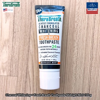 TheraBreath® Charcoal Whitening + Fresh Breath Toothpaste Midnight Mint 100 g ยาสีฟันสูตรชาร์โคลไวท์เทนนิ่งและลดกลิ่นปาก