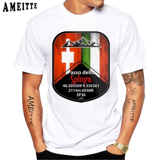 เสื้อยืดผู้ เสื้อยืดแขนสั้นลําลอง พิมพ์ลาย Po dello Spluga Italy Switzerland สีขาว แฟชั่นฤดูร้อน สไตล์ฮาราจูกุ สําหรับผู