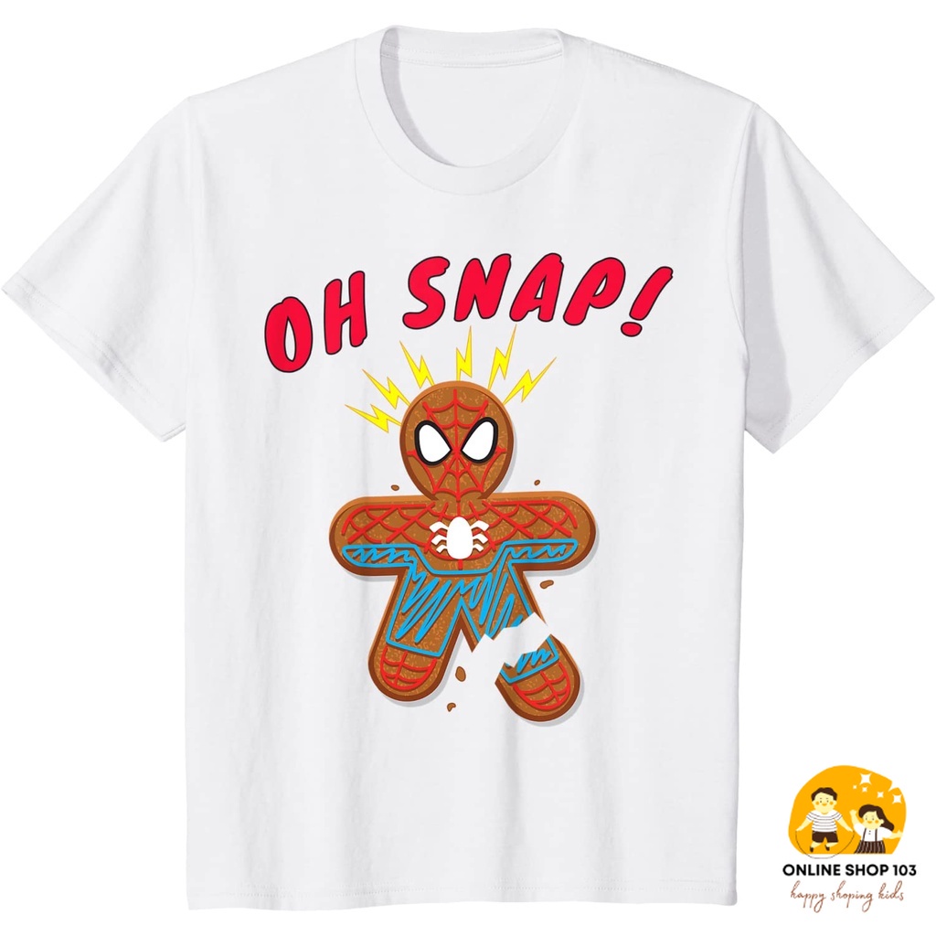 เสื้อผ้าเด็ก Marvel Spider-Man Gingerbread Cookie Oh Snap Christmas เสื้อยืด