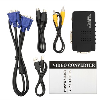 Box AV TO VGA Converter AVเหลือง/ Svideo To VGA (สีดำ)